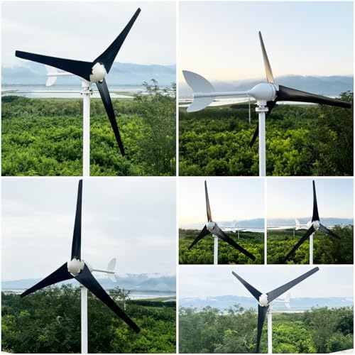 1200W Wind Turbine Generator Kit - 12V/24V/48V Small Wind Turbine with MPPT Controller & 3 Black Blades for Home, Street Lights & Monitoring Systems