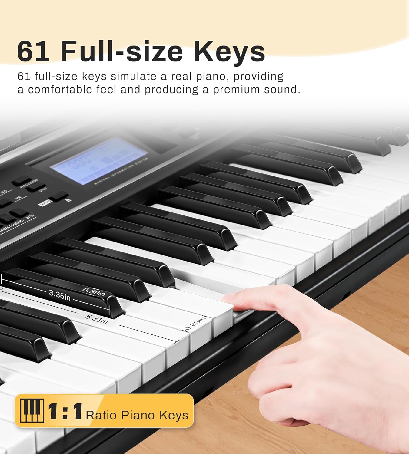 61 Key Electronic Piano Keyboard for Beginners Full Set with LCD Display, 300 Tones, 300 Rhythms, 50 Demos, 3 Teaching Modes, Stand, Bench, Headphones, Microphone