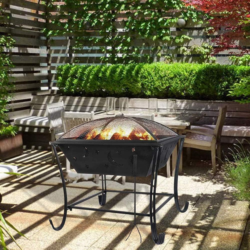 Fire Pit Outdoor Wood Burning Firepit, 20 Inch Bonfire Firepits, with Spark Sn Fireplace Poker Fire Bowl