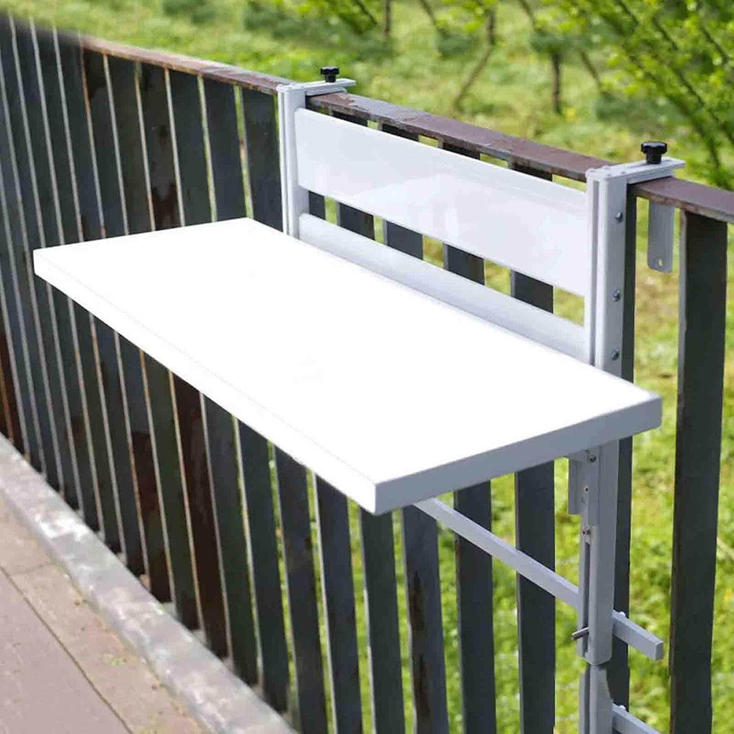 Hanging Table Balcony, 80Cm Folding Balcony Bar Table For Railings, Weatherproof, Countertop Extension Fold Down, Wall-Mounted Outdoor Garden Side Tables, Balcony Accessories (White 80*30Cm/31.4*11.8