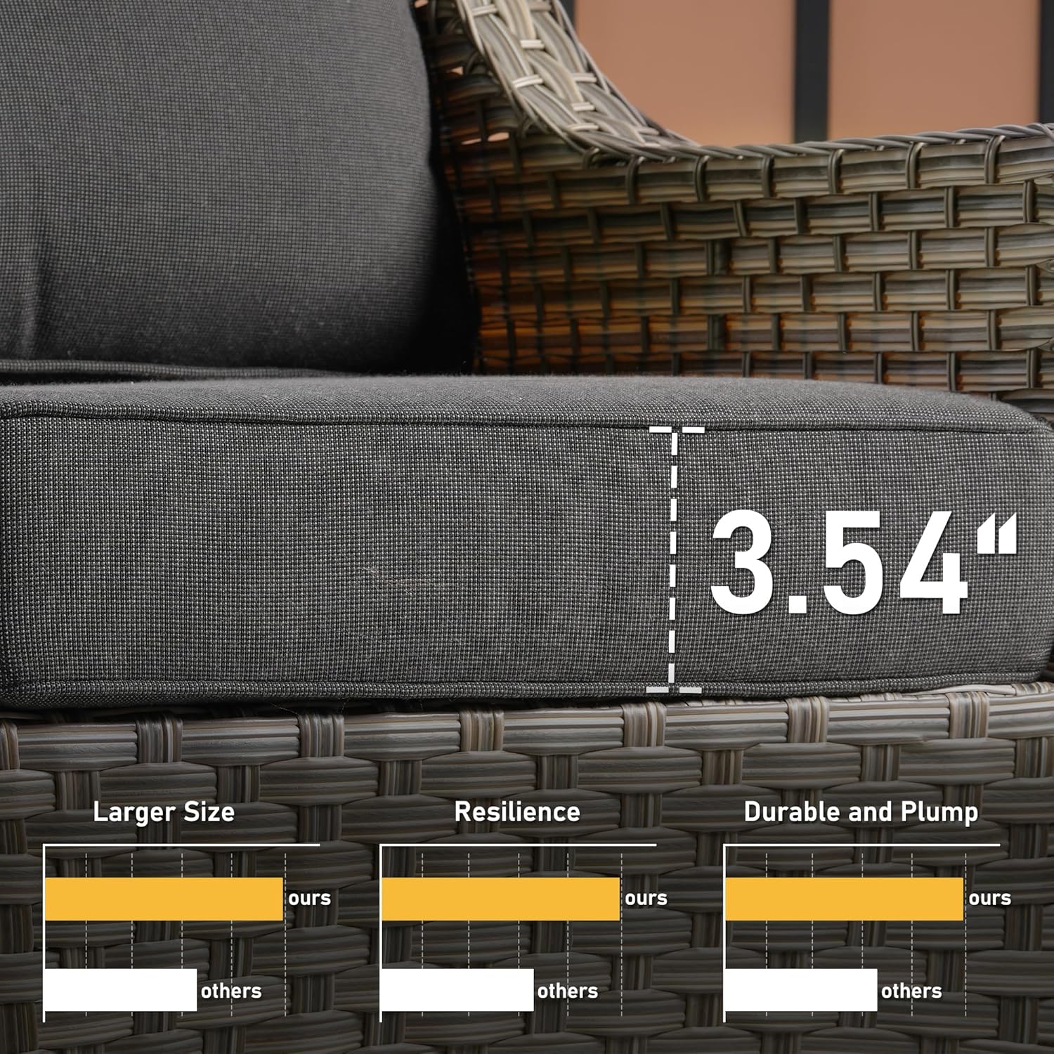 Patio Furniture Sets,Outdoor Sofa with Swivel Rocker Chairs and Fire Pit Table,7 Pieces All Weather PE Wicker Conversation Set and Matching Side Table,Grey Wicker Black Cushion