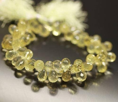 13 inch natural beads strand of 14mm faceted drop Lemon Quartz gemstone briolletes beads for DIY jewelry - necklace, bracelet, earring, ring.
