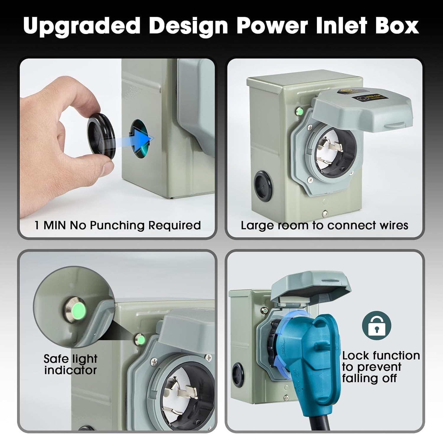 50 Amp Generator Power Cord and Power Inlet Box Waterproof Combo Kit, 125V/250V 50A NEMA 14-50P to SS2-50R Generator Extension Cord with NEMA SS2-50P Generator Inlet, ETL Listed (25FT)