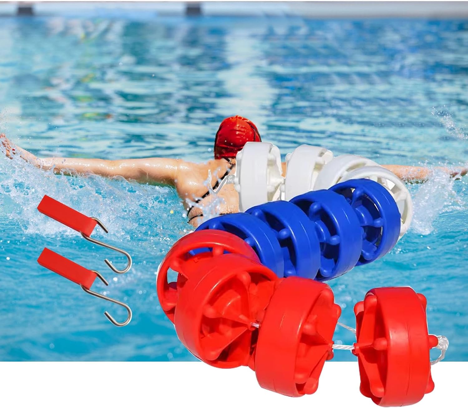 Swimming Pool Safety Divider with Float, 3 6 9 16 19 26 33 Ft Long Professional Pool Ropes/Swim Lane Cord, for Separating Deep Shallow End Water Area