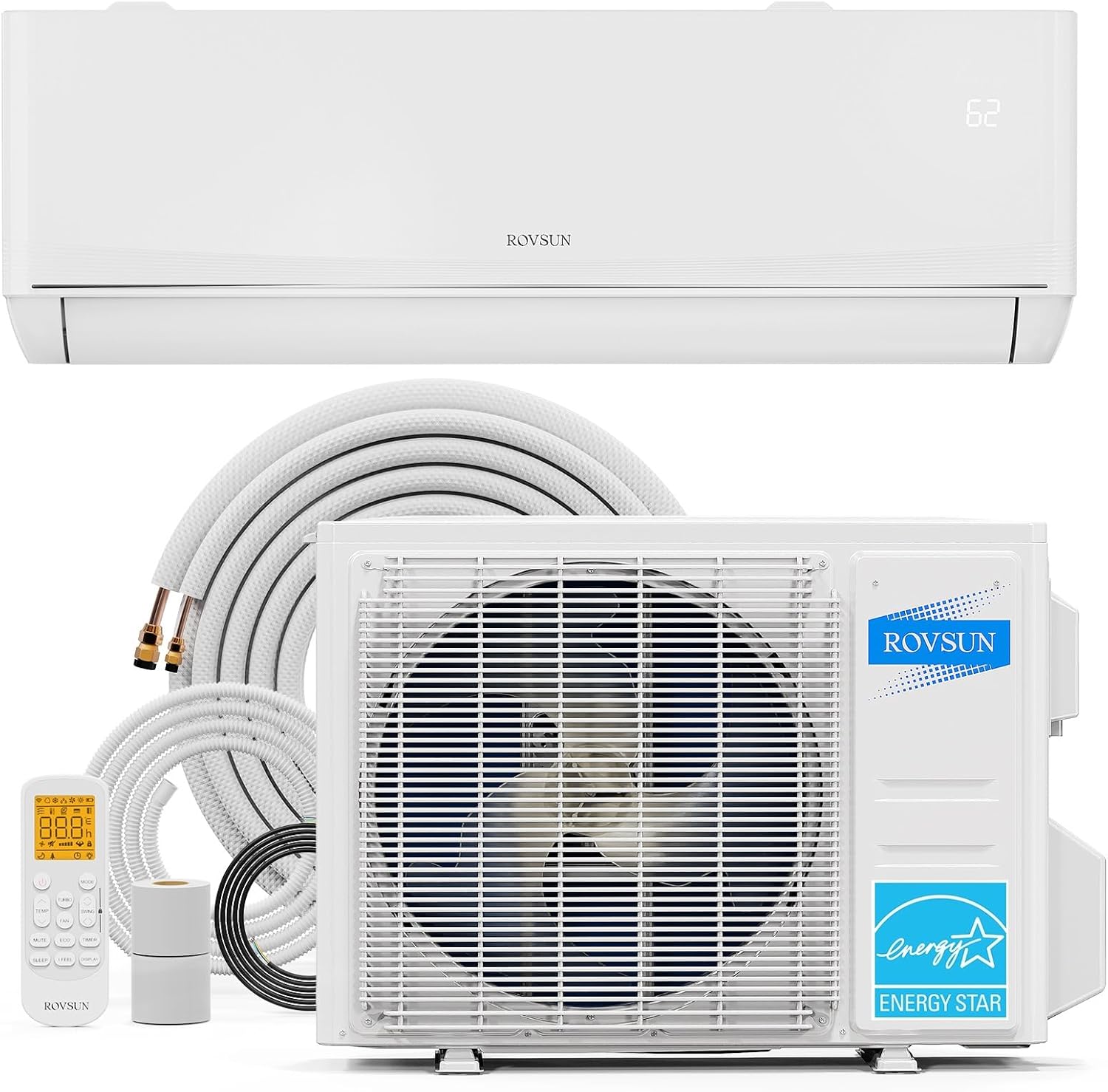 ROVSUN 18,000 BTU Mini Split AC/Heating System with Inverter, 23 SEER2 Energy Saving 230V Ductless Split-System Air Conditioner with Pre-Charged Condenser, Heat Pump, Remote Control & Installation Kit