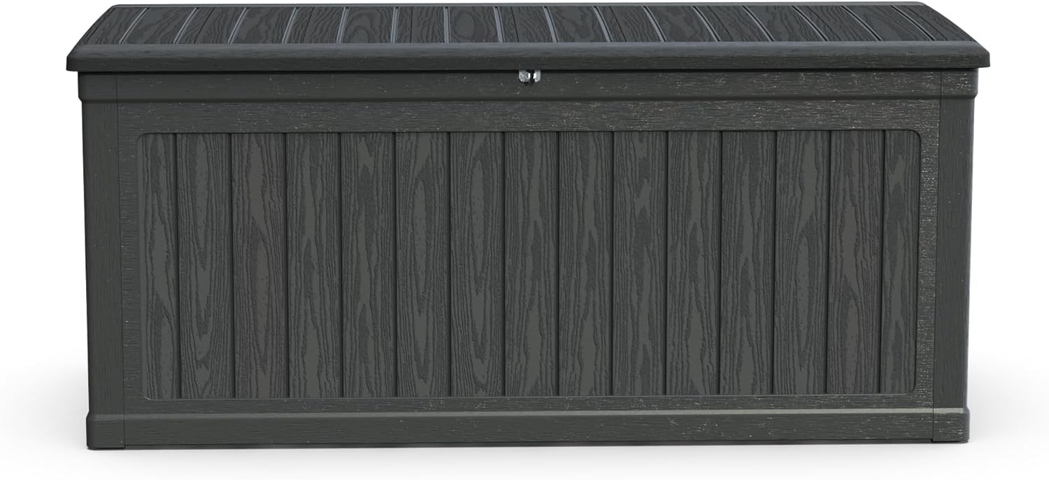 GOWE 260 Gallon Large Outdoor Storage XXL Deck Box for Patio Furniture, Outdoor Cushions, Garden Tools and Sports/Pools Equipment, Waterproof Resin, Lockable, Black