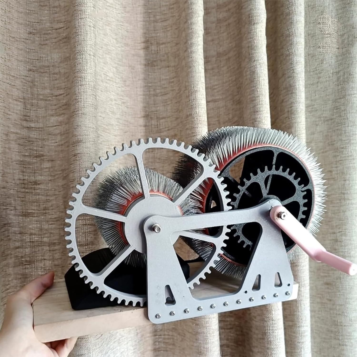 Wool Fiber Drum Carding Machine, Manual Wool Combing Machine, Sheep Fleece Drum Carder, Fast Color Mixing, Combing, Spinning, for DIY Craft Make Felt Animals, Handmade Enthusiasts,N