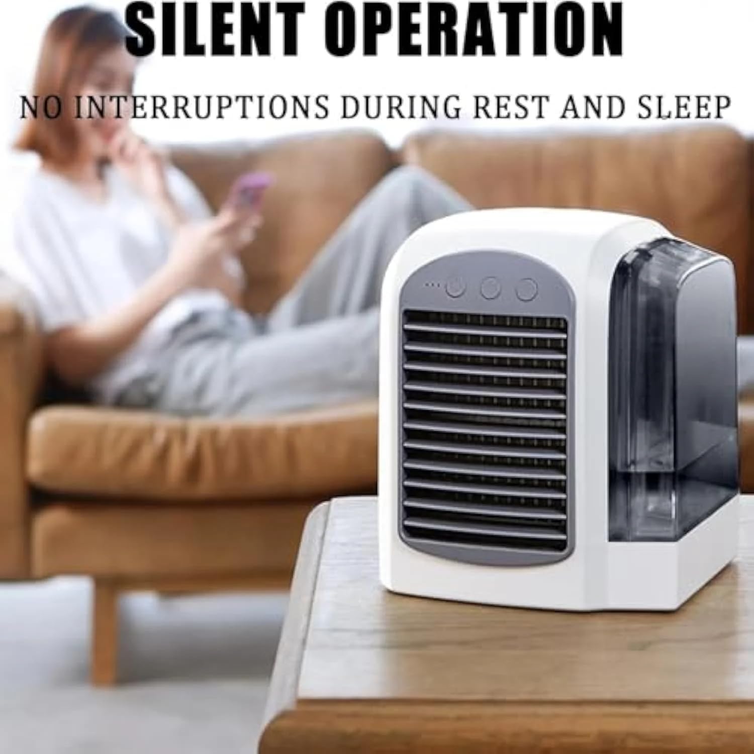 2025 Upgraded Portable Air Conditioner - 4-in-1 AC with Ice Mist Technology, 3 Speeds, 380ml Tank, Ultra-Quiet for Home, Office, Bedroom, Travel (Blue)