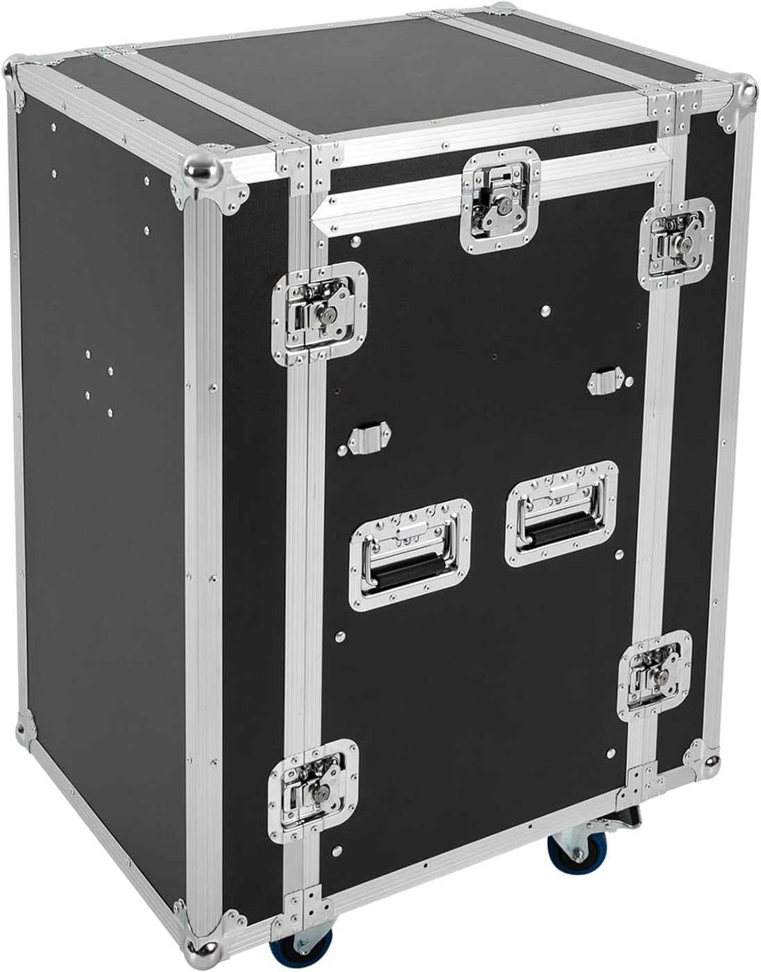14U Mobile PA DJ Rack Road Case, Network & Stereo Rack with DJ Mixer Tops, Heavy-Duty 2-Tier Studio Equipment Cabinet with 4 Wheels, Amplifier Mixer Storage Stand for Live Sound, KTV, Home Theater