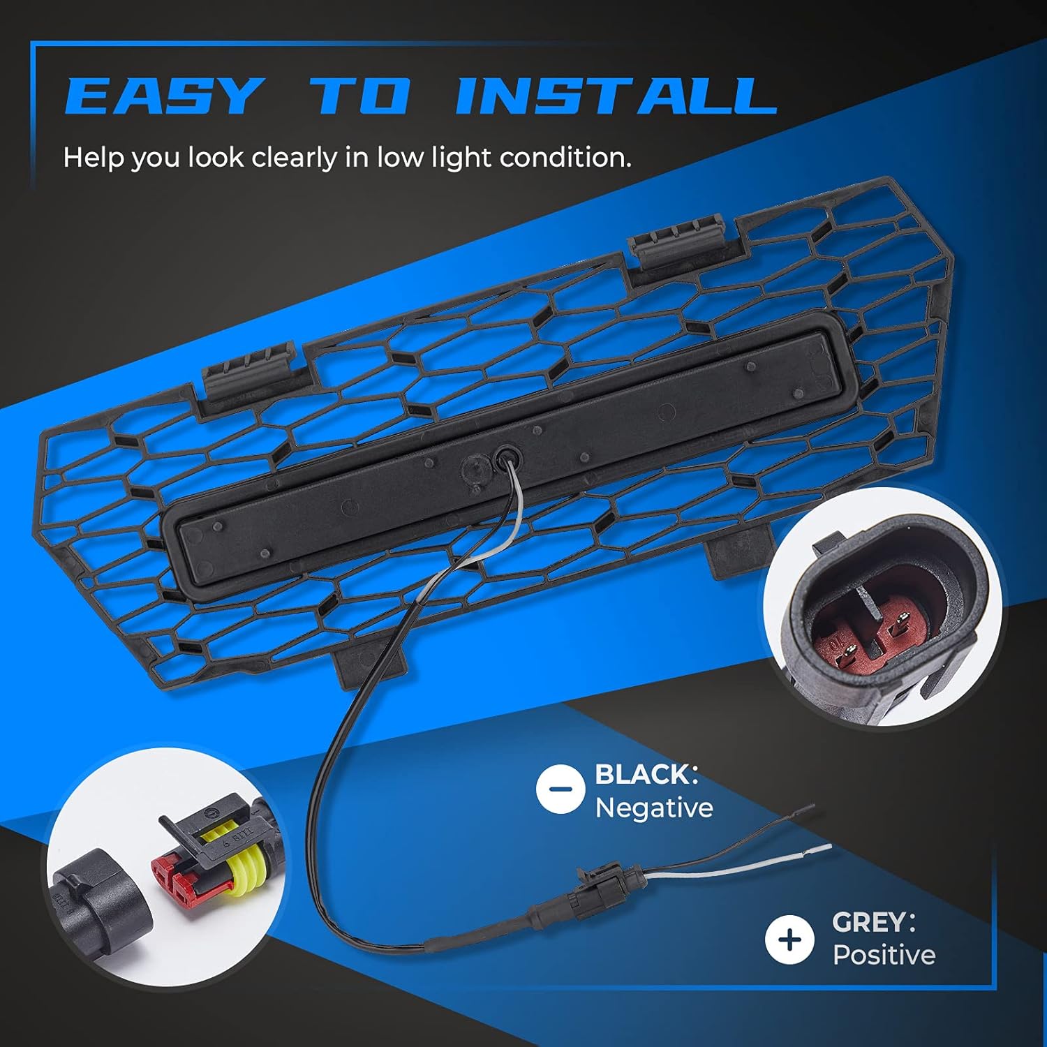 KEMIMOTO LED Grill Light Front Mesh Grille Compatible with Polaris General 1000/4 1000/ XP 1000/ XP4 1000 2016-2024 Grille Mesh with LED Light Bar Accessories