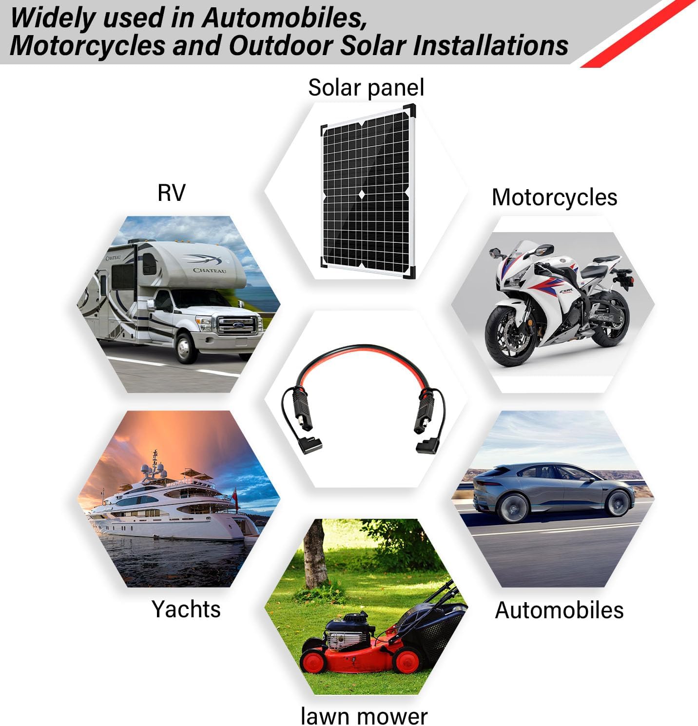 10 AWG SAE Extension Cable - 50FT Quick Disconnect Wire Battery Charger Extension Cord with SAE Polarity Reverse Adapter for Solar Panel, Trolling Motor, Automotive, RV