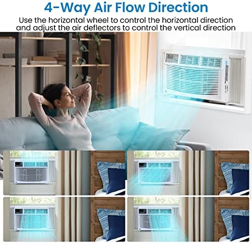 5000 BTU Window Air Conditioner for Bedroom/Living Room, Cools Up to 150 Sq. Ft., Energy-Efficient Window AC with 30% Faster Cooling, Adjustable Window Kit, Intuitive Mechanical Controls