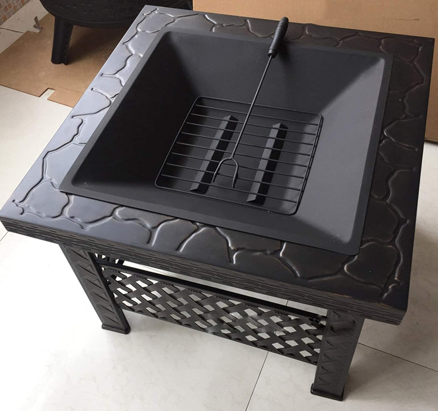 Outdoor Fire Pit Garden Terrace Wood Burning Fire Pit Bowl Barbecue Table, Terrace Patio Lawn Backyard Barbecue Party Bonfire Outdoor Fireplace, 66cm