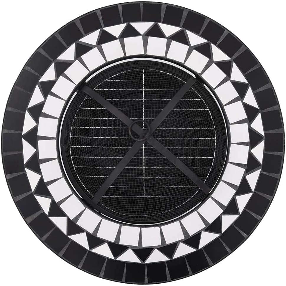 Fire Pit Table with BBQ Grill Shelf,4 in 1 Round Firepit for Barbecue,Heater,Ice Pit,Metal Brazier Coffee Table for Backyard,Camping,Picnic,Bonfire,Garden