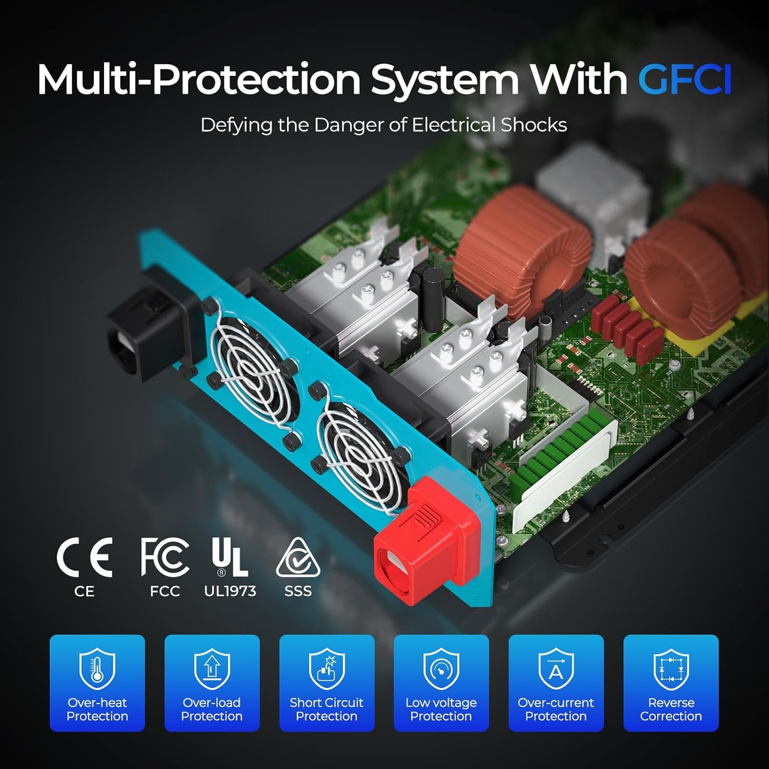 3000W Pure Sine Wave Power Inverter, 12V DC to 120V AC, 6000W Peak Power, 16.4FT Remote Controller, Solar/Car/RV Inverter for Emergency Backup, Off-Grid Living, Camping, Truck, Outdoor