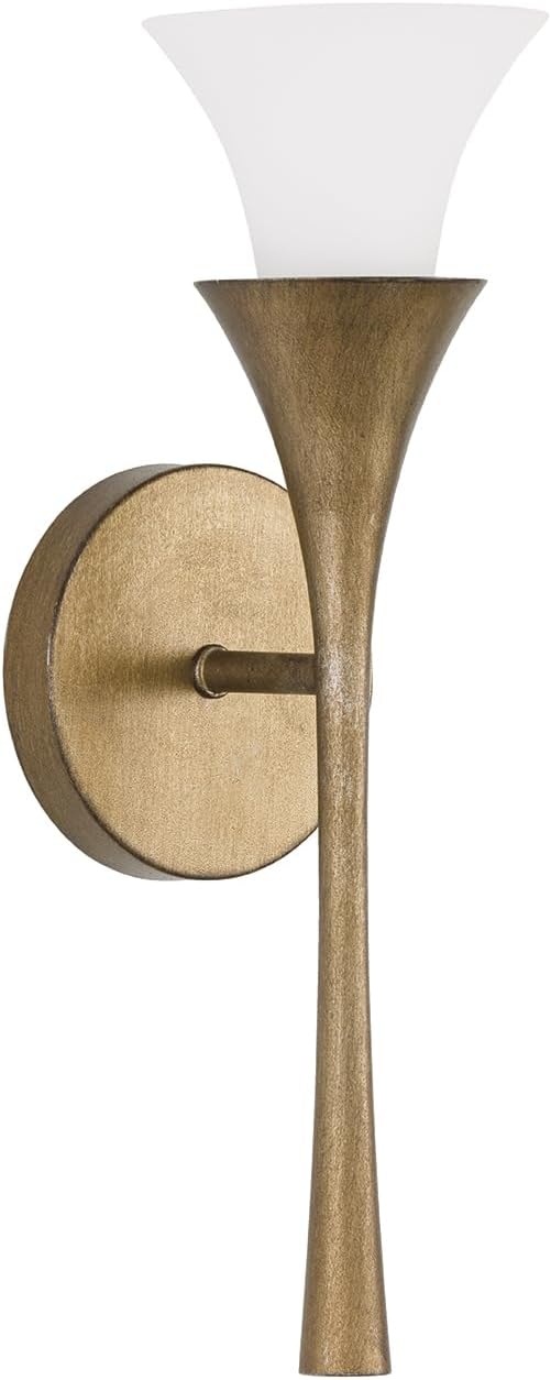 Capital Lighting 655711ML Nola Candlesleeve Design Soft White Glass Wall Sconce, 1-Light 60 Watt, 16