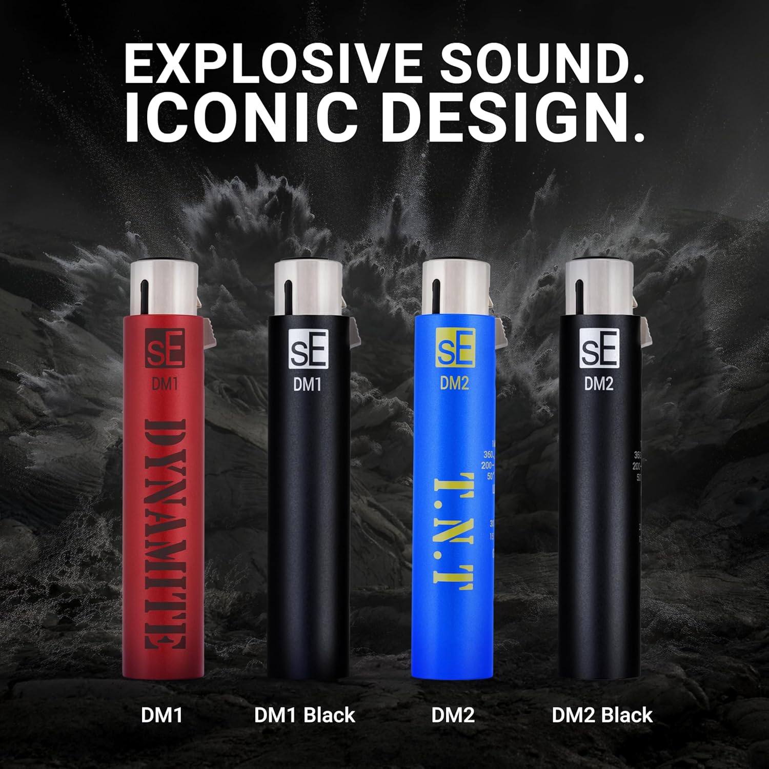 sE Electronics DM2 TNT Ultra-Slim Inline Microphone Preamp for Ribbon & Dynamic Microphones - Mic Preamp with 2 Gain Settings (+15dB or +30dB) & 8 Load Settings (50 Ohm-10 M Ohm) (Blue)