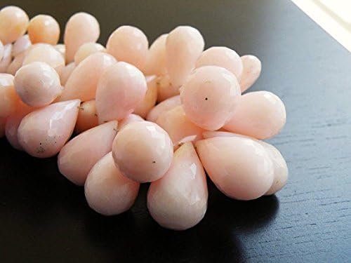 Pink Opal Briolette Faceted 3-D Tear Drop Gemstone Peruvian AAA Focal 12 to 12.5mm 7 beads