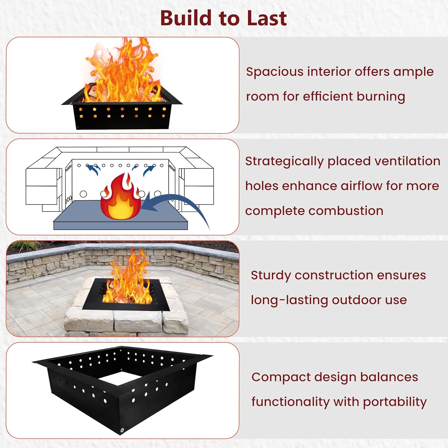 FEBTECH Smokeless Fire Pit Insert Square- 29