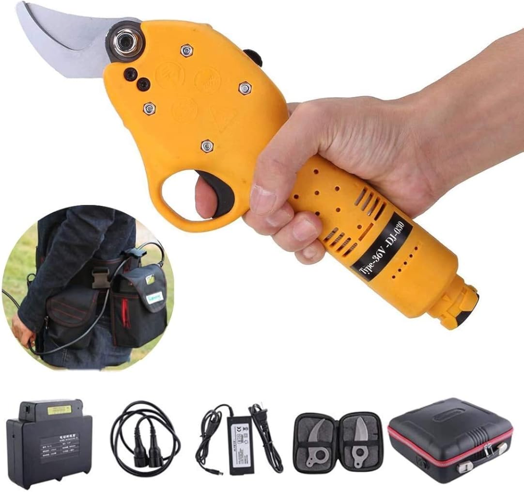 Professional Electric Pruning Shears 36V Electric Pruning Scissors Cordless Pruning Shears Garden Pruner Secateur Branch Cutting Tool 4200mAh Lithium Battery