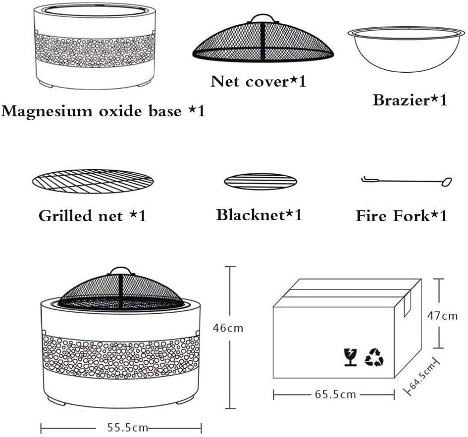 Garden Fire Pit Barbecue Grill,Outdoor Party BBQ Fire Pit with BBQ Grill Shelf, Firepit Garden Patio Heater/BBQ/Ice Pit Grill Barbecue Rack