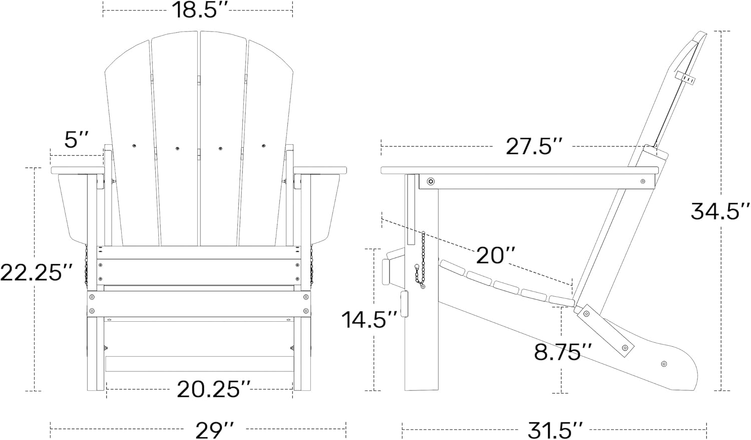Westin Outdoors Laguna WO Home Furniture Adirondack Chair 4 PC Set Classic Outdoor Patio Folding Chair for Bon Fire Pit Lawn Backyard Beach Plastic Weather-Resistant (Dark Brown)