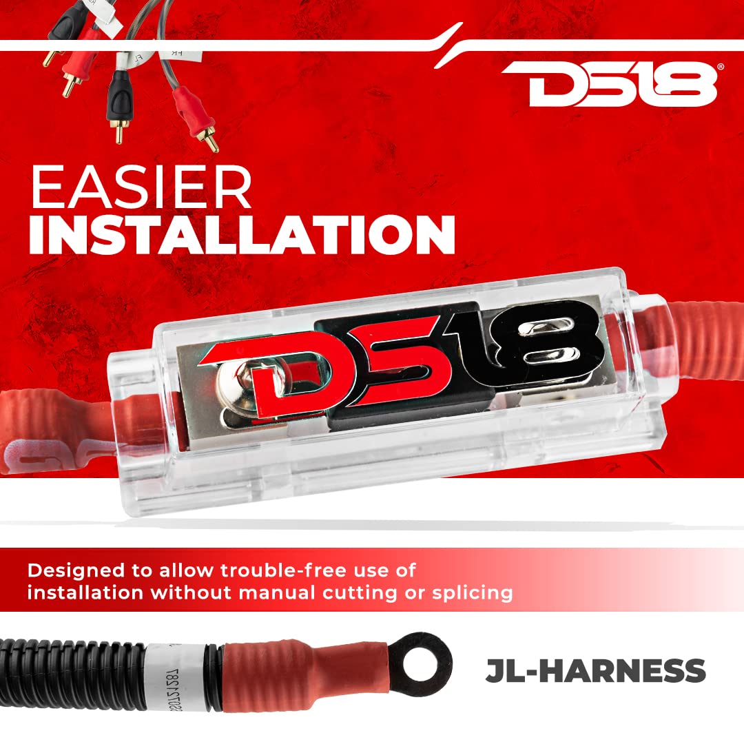 DS18 JL-Harness Plug and Play Harness for JL Sound Bar and Amplifier. RGB Cable Included on The Harness. Specially Designed to get The Proper Power and Cable Routing for Your Audio System