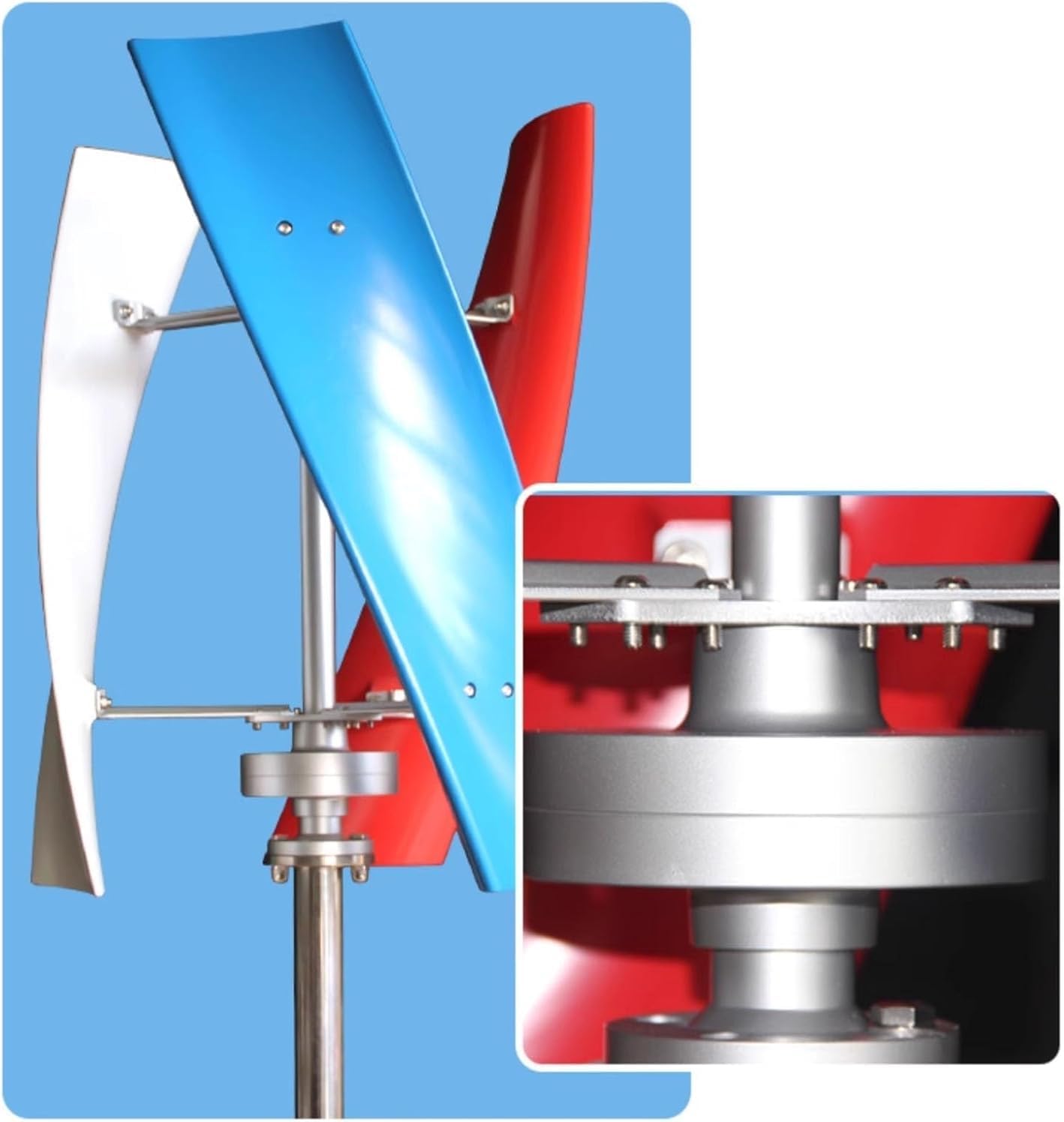 CAJUCA 1200W Wind Turbine Generator Kit Vertical Axis Wind Turbine Generator Kit with Controller and 2 * 100Wsolar Panels Wind and Solar Complementary