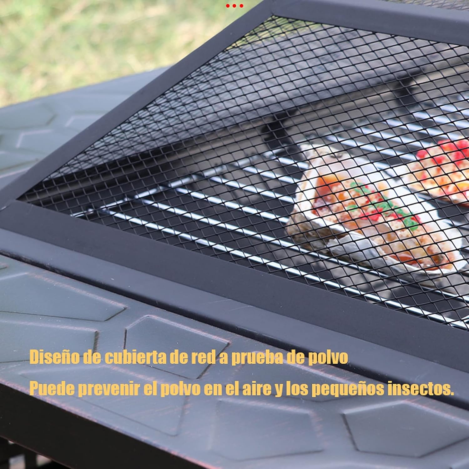 Outdoor Fire Pit Square Metal Firepit Table Wood Burning Stove BBQ Table Ice Pit Heater Suitable for Backyard Garden Camping Party