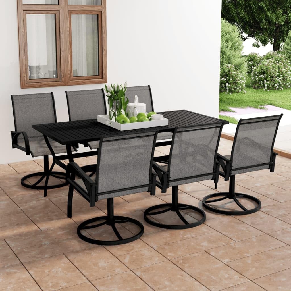7 Piece Patio Dining Set Textilene and Steel,Modern Patio Dining Set: RustResistant Powder Coated Steel with Ergonomic Swivel Chairs Furniture Sets for Patio, Lawn & Garden