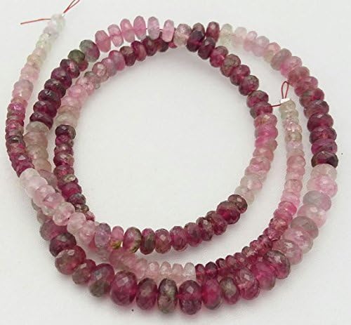 AAA watermalon pink tourmaline shaded faceted rondelle loose gemstone beads wholesale price tourmaline necklace