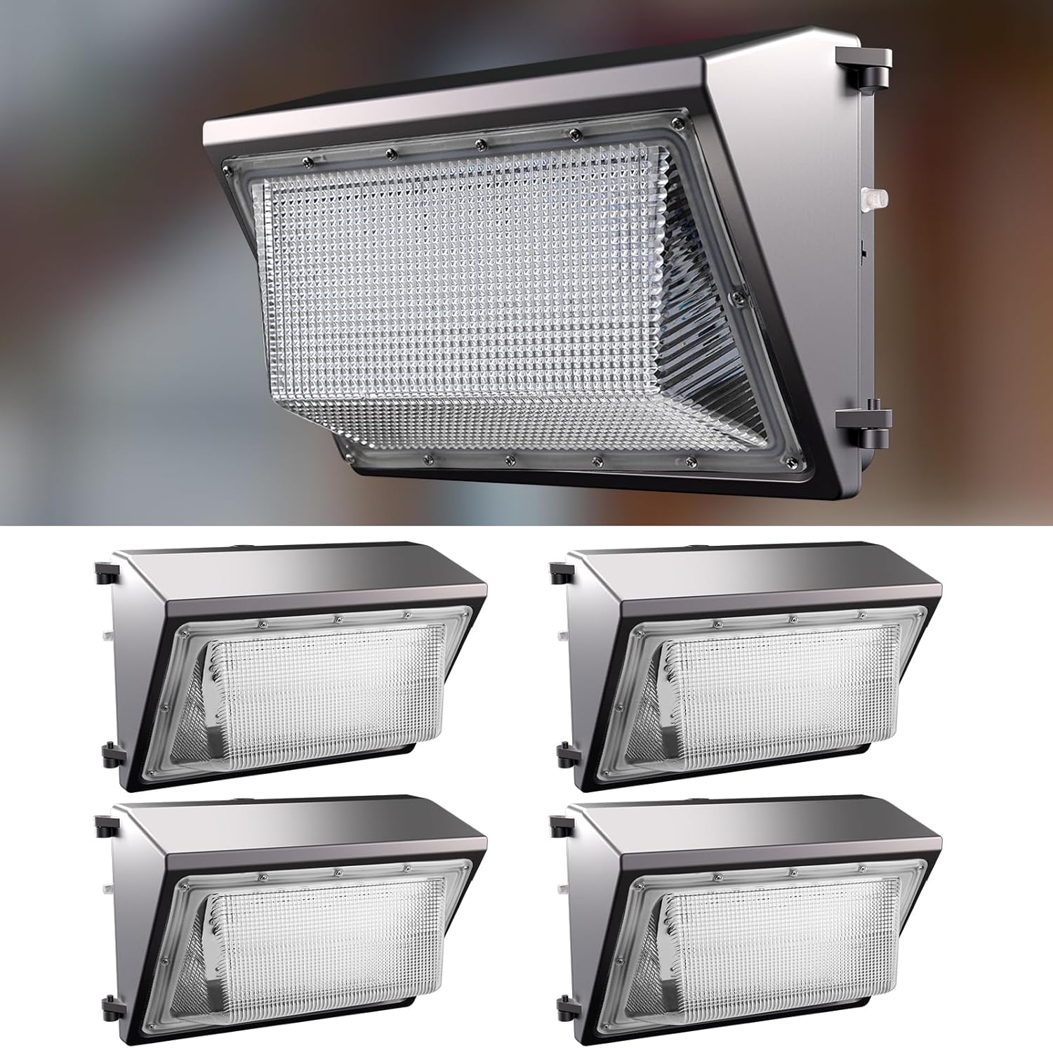 Lightdot 4Pack 150W LED Wall Pack Lights, 100-277v Dusk to Dawn with Photocell, 22500Lm(150Lm/W) 5000K IP65 Outdoor Exterior Lighting for Warehouse,Building,Yard,Factory,Garage, ETL(Height:10~20ft)