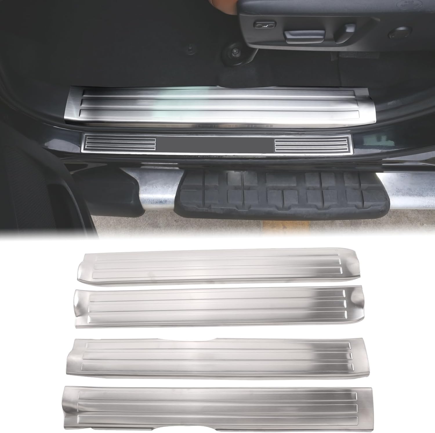 Car Door Sill Plate Protectors Compatible with Toyota Tundra 2007-2021 Car Door Entry Guards Sill Scuff Cover Step Protector Door Sill Scuff Plate Door Sill Cover Decoration Trim Internal Accessories