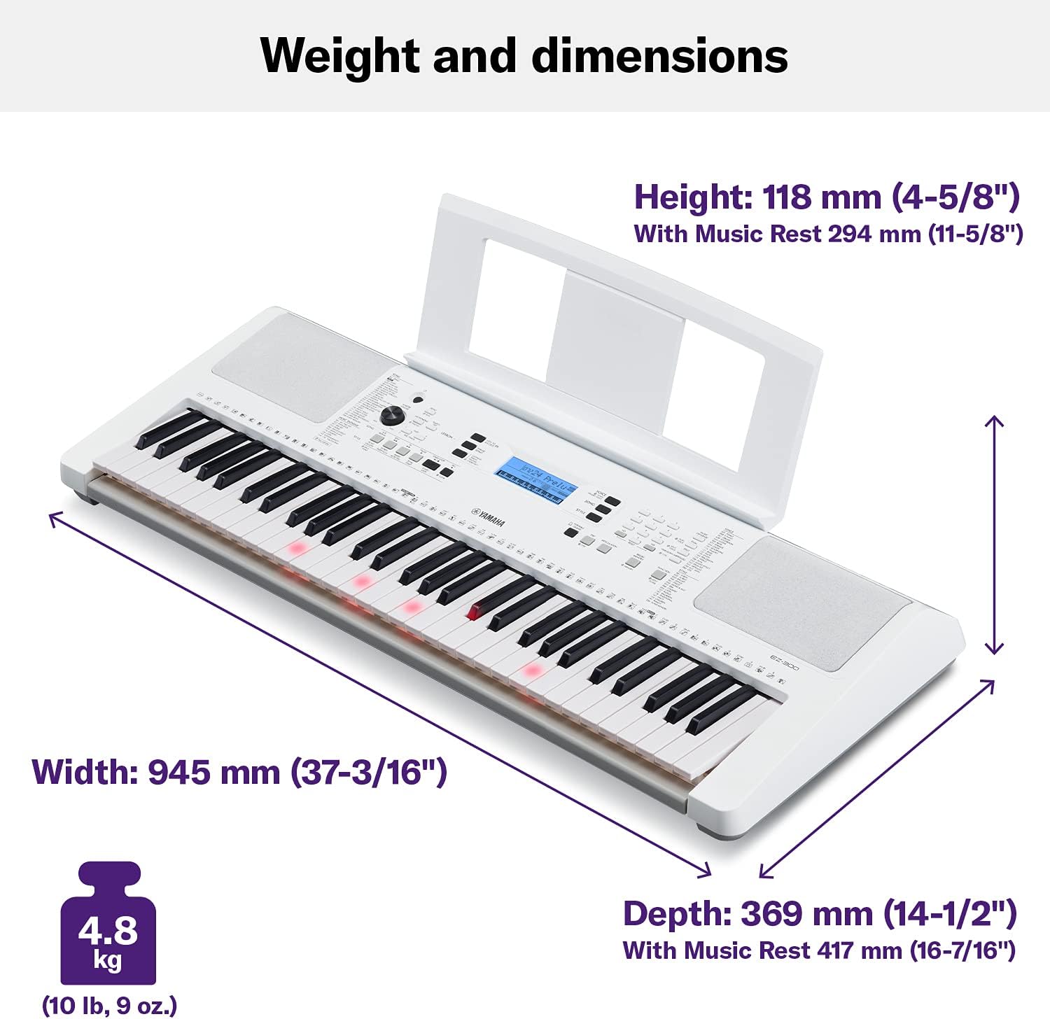 Yamaha EZ300 61-Key Portable Keyboard with Lighted Keys (Power Adapter sold separately)