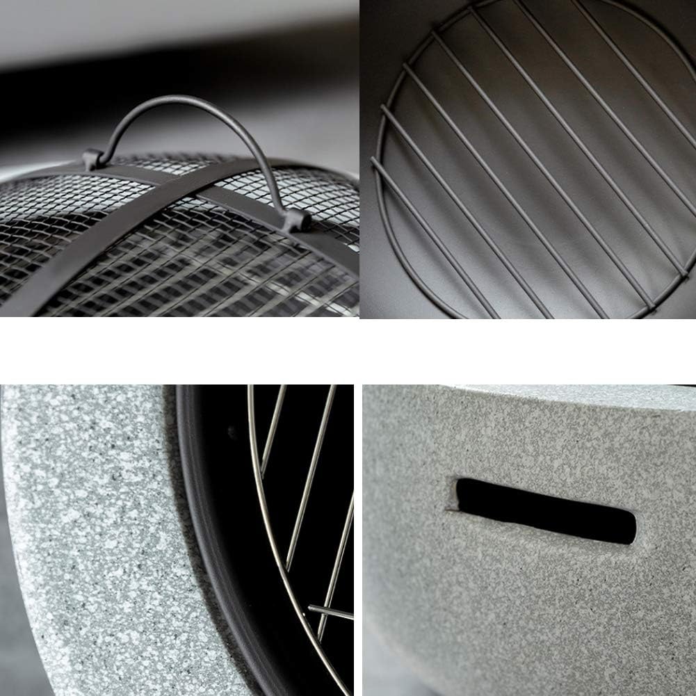 LDIW Fire Pit Garden Patio Firepit Brazier BBQ/Ice Pit with Waterproof Cover Outdoor 3 in 1 Multifunctional Fire Pits for Garden