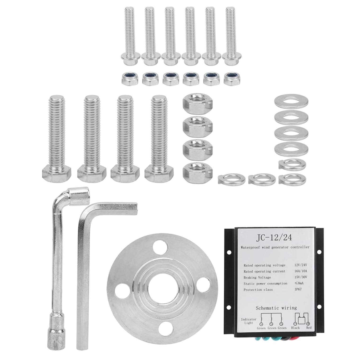 Aerogenerator Kit, 100W Wind Turbines, Mini Wind Generator Kit with 3 Blades ThreePhase Alternator Power Supply Power Generators (12V)