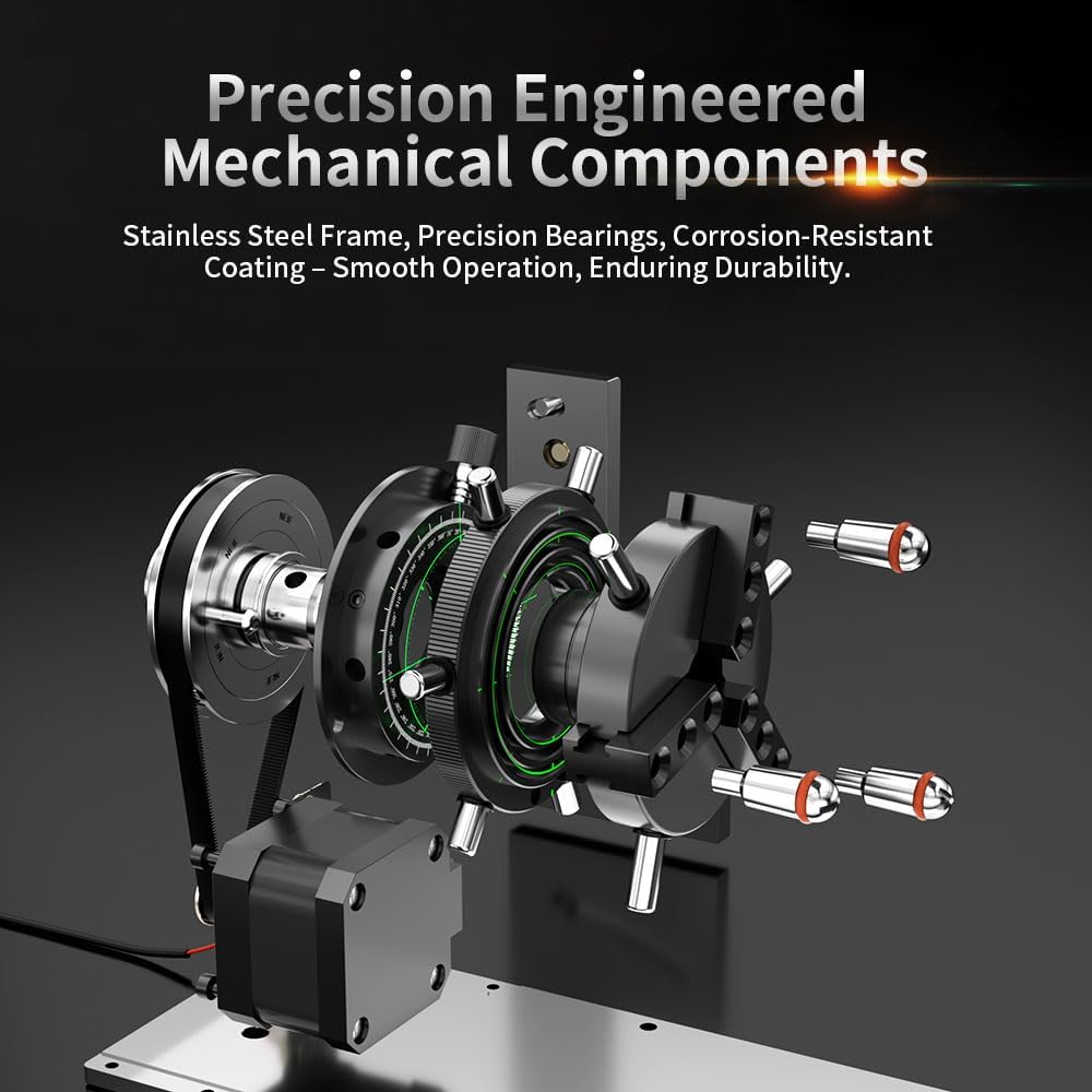 NEJE R6 Individual A-Axis 9-in-1 Rotary New Micron-Level Rotary Attachment for Laser Engravers, Quick Operation Chuck Roller Rotary Laser Engraver Engraving Accessories