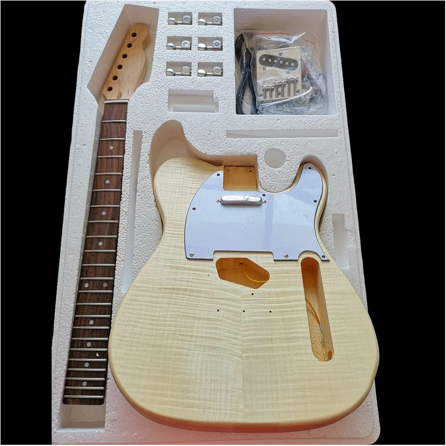 Maple Tiger Pattern Maple Electric Guitar Basswood Body Neck Rosewood Fingerboard DIY Combination Unfinished Guitar Body (Color : 9)