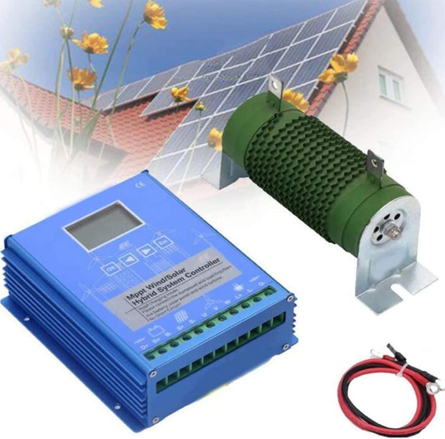 2000W-4000W MPPT Solar Charge Controller, 12V 24V 48V Wind Solar Hybrid Charge Controller for Wind Solar Complementary System for Home Boat Street Light,48V