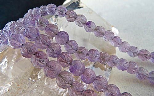 17 inch 2 Strand Necklace of Natural Amethyst Round Shape Carved Cut 10-6mm Beads for DIY Jewelry Making.