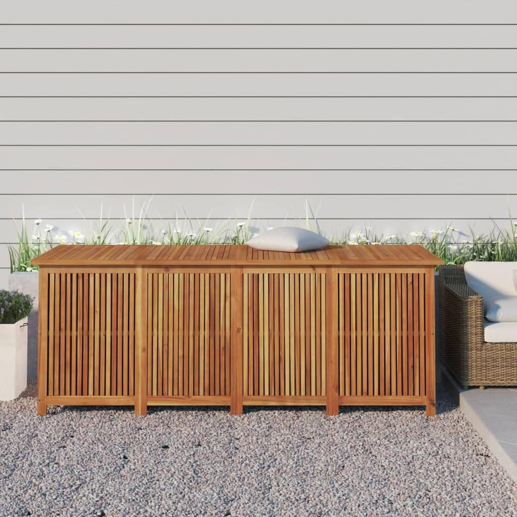 Large Garden Storage Box, Solid Acacia Wood, Water-Resistant Outdoor Deck Furniture for Patio, Pool Area