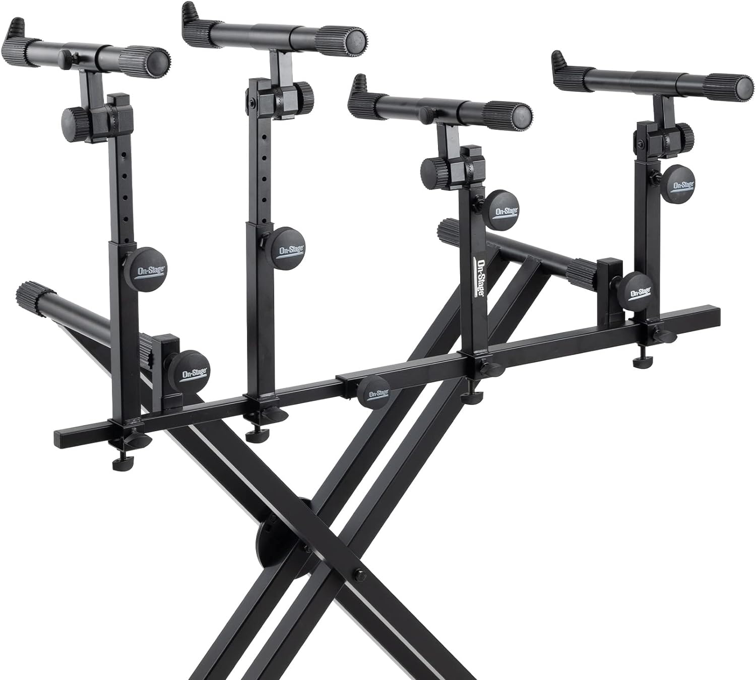On-Stage KSA8500 Deluxe Keyboard Tier (Multi-Level Keyboard Support for Stacking Digital Pianos, MIDI Controllers, Synthesizers&Organs, Up to 66LBs, Adjustable Arm, Fits X-Style Stands, Black)