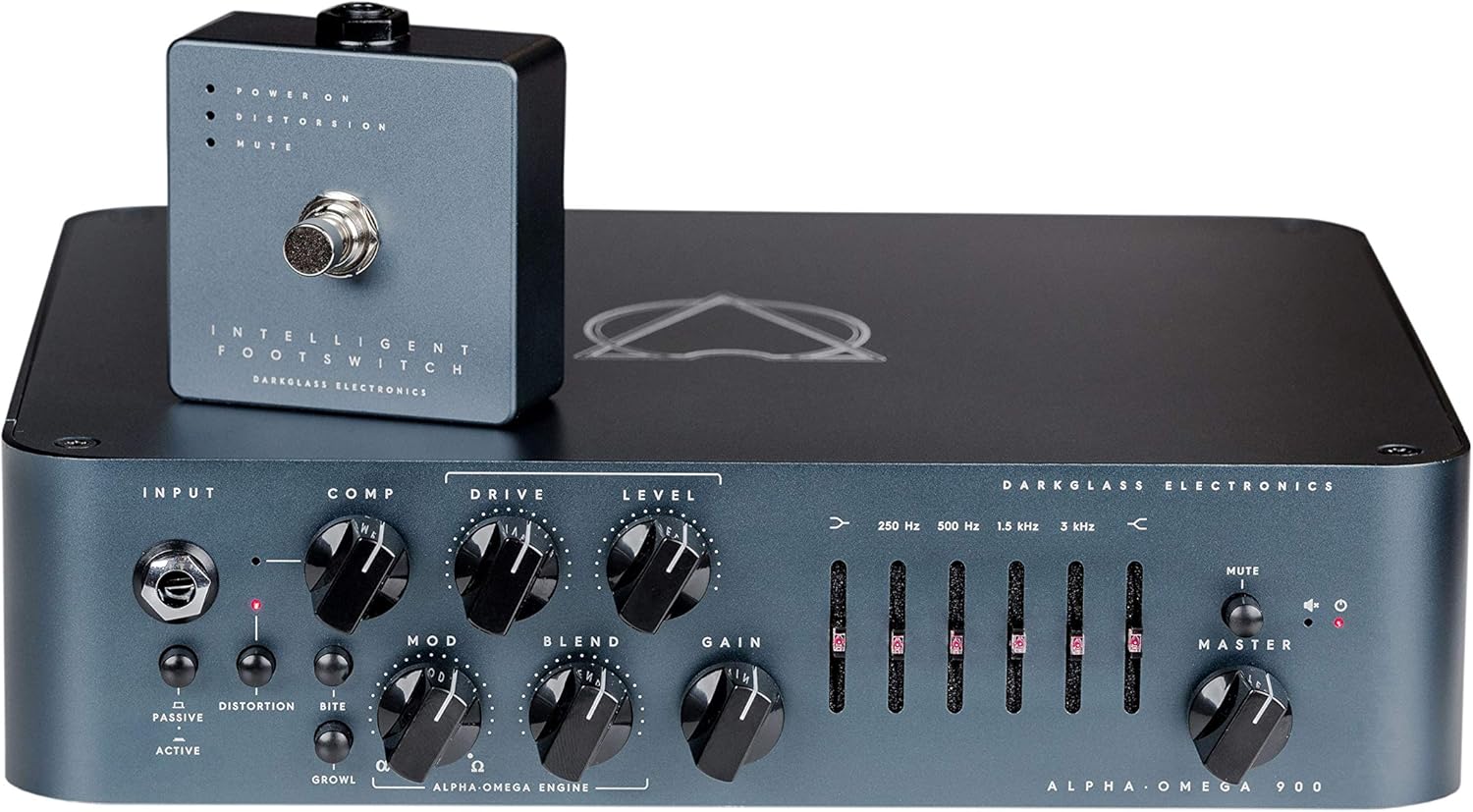 Darkglass Alpha Omega 900, 900-watt Bass Amplifier Head w/Compressor, 6-Band Graphic EQ, IR Cab Sim, and MIDI