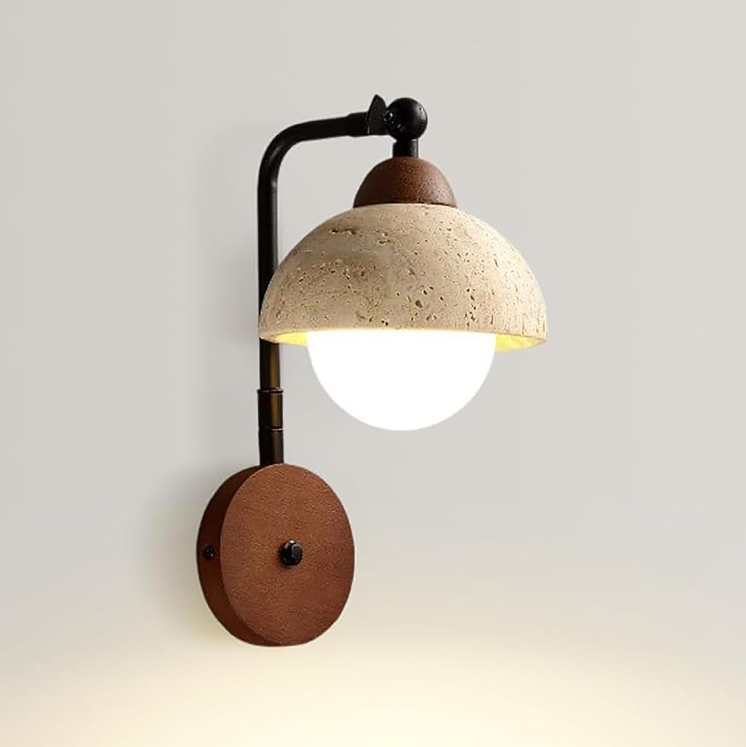 Yellow Travertine Wall Sconce Natural Stone Wall Light Fixture Farmhouse Wall Lamp Mid Century Modern Wall Lighting for Living Room Hallway Aisle Staircase Bedroom