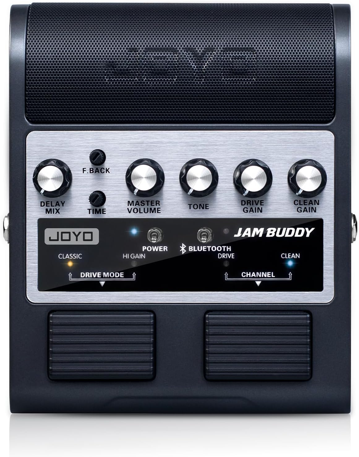 JOYO Portable Guitar Practice Amp & Pedal All-in-One Rechargeable Bluetooth Combo Guitar Amplifier with Effect & Footswitch JAM Buddy (Black)