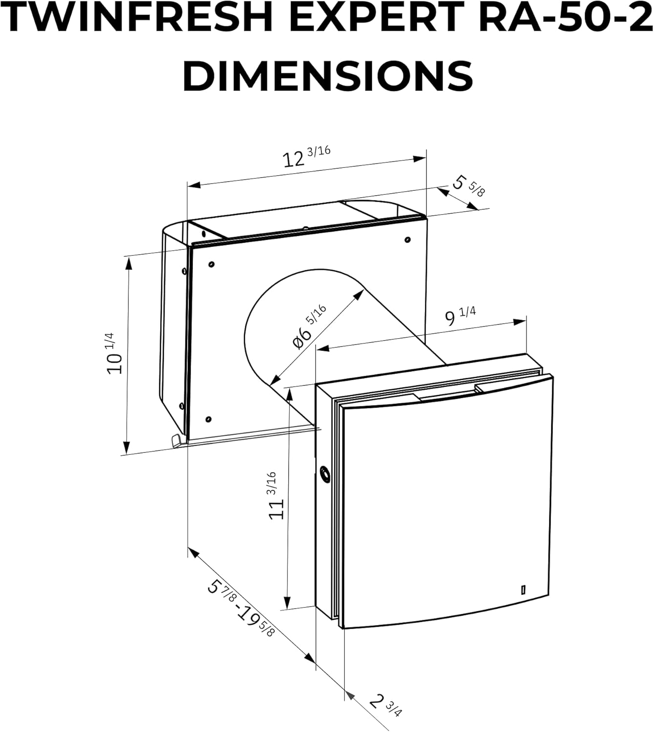 VENTS-US Twinfresh Expert RA1-50-2 - Ductless Through The Wall Ventilation Fan with Remote Control and Built-in Humidity sensor, Timer and Weekly Scheduler