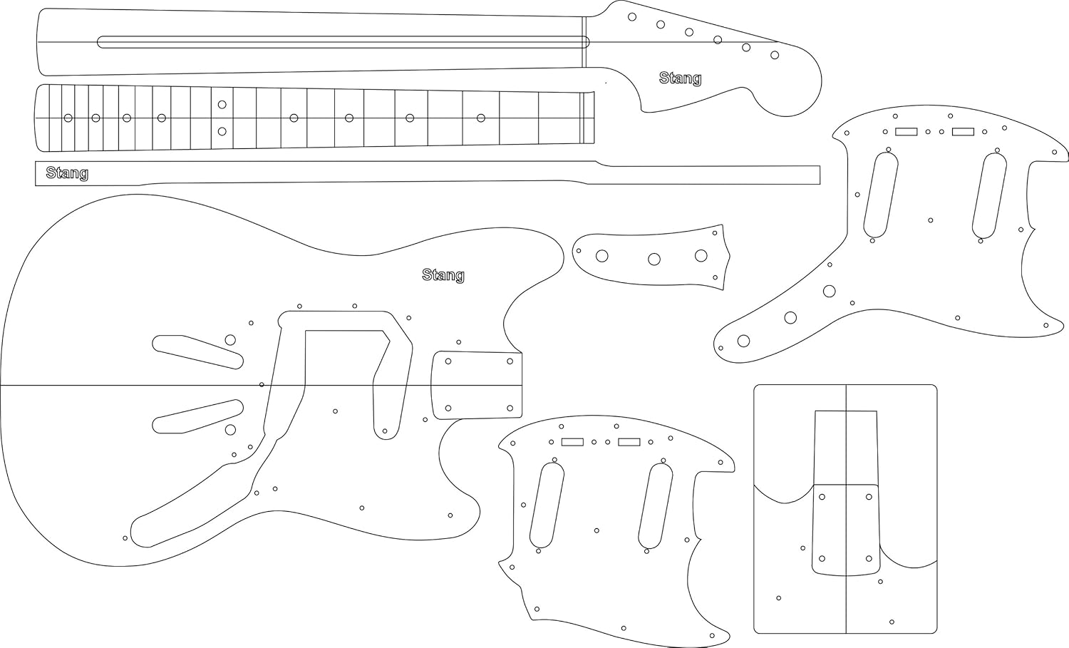 Electric Guitar Routing Template - Stang