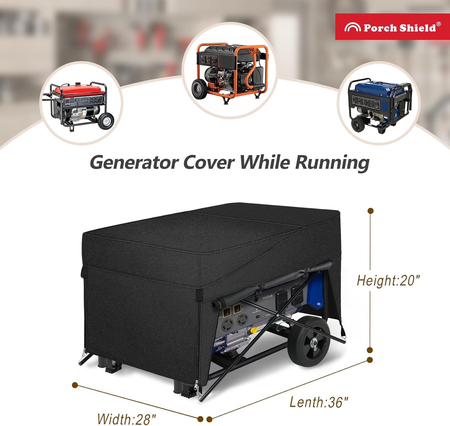 Porch Shield Generator Covers Running - Heavy Duty Waterproof Generator Rain Tent Shelter for 3500w-12000w Black