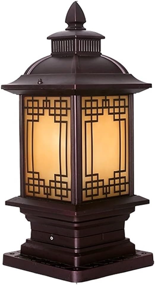 Modern Aluminum Glass Solar Pillar Lights for Outdoor Garden, Deck, Patio - Waterproof and Weather Resistant (Brown)