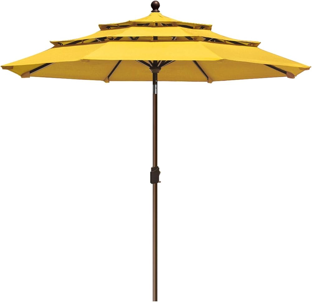 EliteShade USA 10-Year-Non-Fading 9Ft 3 Tiers Market Umbrella Patio Umbrella Outdoor Table Umbrella with Ventilation, Sunflower Yellow